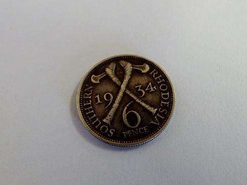 1934 Rhodesia Sixpence - Still Nice - as per photo