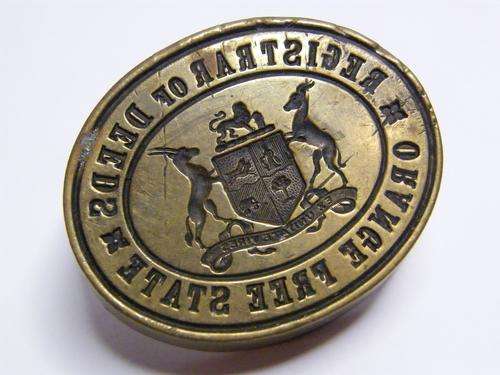 Register of Deeds - Orange Free State Brass Wax Seal - as per photo