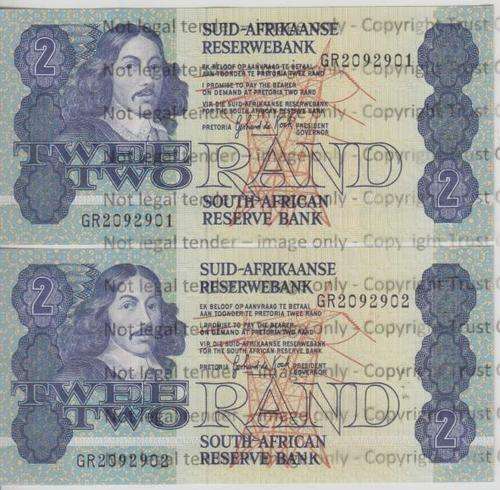 GPC de Kock 3rd Issue 2 Rand Uncirculated Consecutive Pair - as per scan