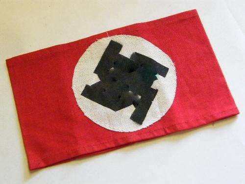 German NSDAP Arm Band - Label number 513472, Swastika covered for bid or buy policies, as per scan