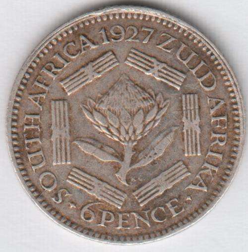 SAU Silver 1927 Sixpence - scarce - ON SALE