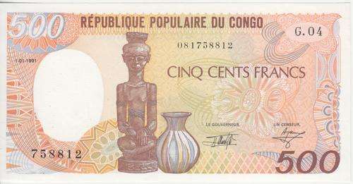 1991 Congo Republic 500 Francs - Uncirculated - as per scan