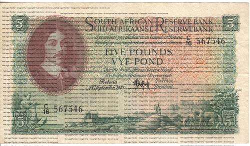 MH De Kock 1951 Five Pounds a EF - as per photo
