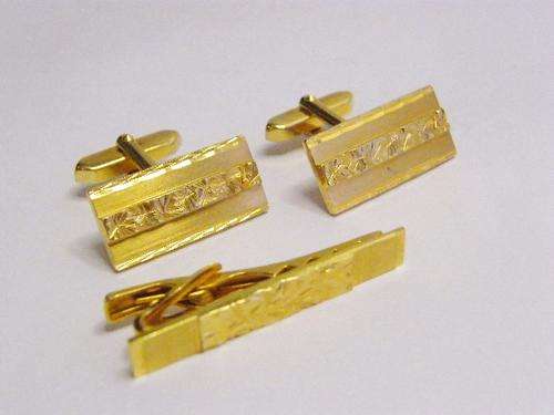 Costume jewellery - Pair of West German Cufflinks plus Tie Pin - as per photo