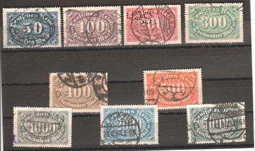 Germany 1822 Type 40 - SG235-242 plus SG245 - All used stamps (200m is perforated) as per photo