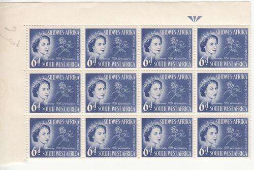 SWA - SACC 180 - Coronation of QE2 1953, unhinged mint block of 12 - as per photo
