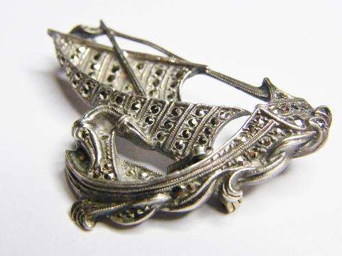 Venetian boat Marcasite Brooch - as per photo