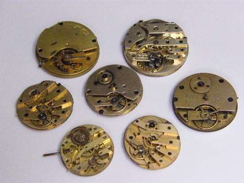 Lot of 7 Pocketwatch Movements for Spares - as per photo