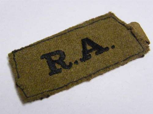 Royal Artillery Slip-on Cloth Badge - as per photo