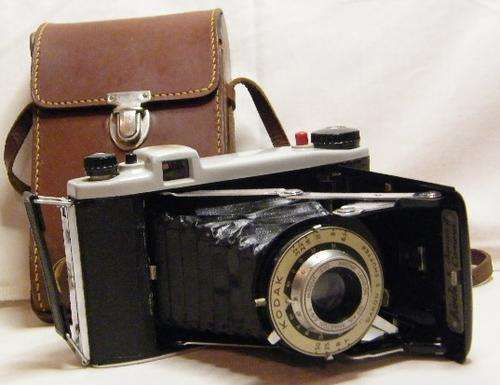 Kodak Junior 2 Fold Out camera in leather pouch - as per photo
