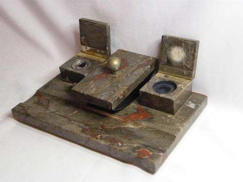 Antique Inkwell & Blotter Stationary Set in Marble - In Excellent Condition - as per photo