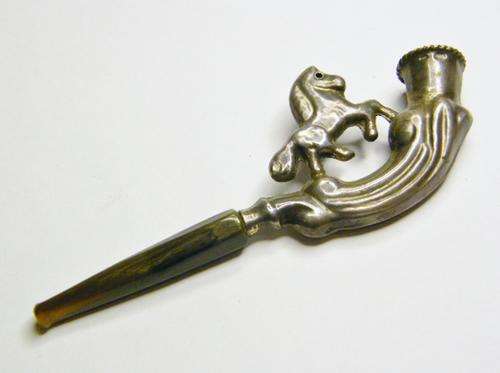 Dutch Silver Cigar Holder with bakelite Mouthpiece - weighs 19.2 grams - as per photo