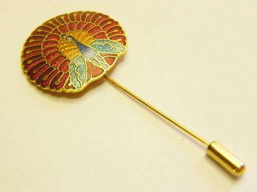 Vintage Peacock Tie Pin - Enameled - as per photo