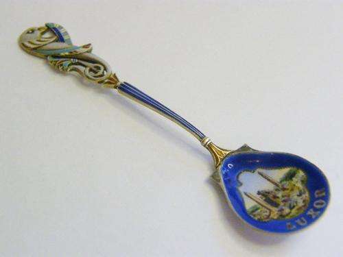 German Luxor Silver Spoon with Enameling work - 18.5g - as per photo
