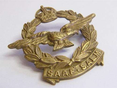 SAAF WW2 Period Brass Cap Badge - as per photo