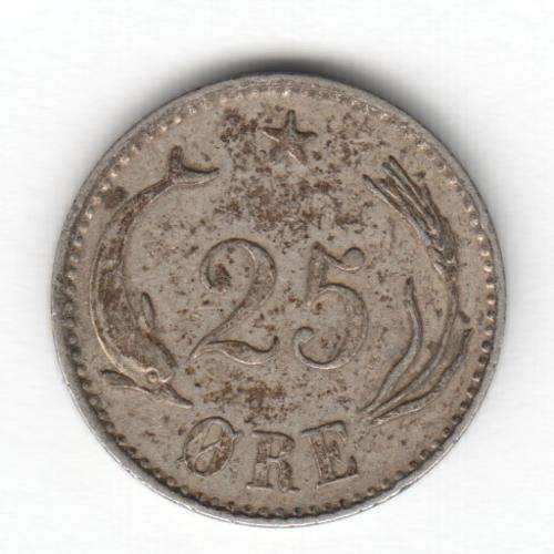 Denmark 1891 - 25 ORE XF - as per scan