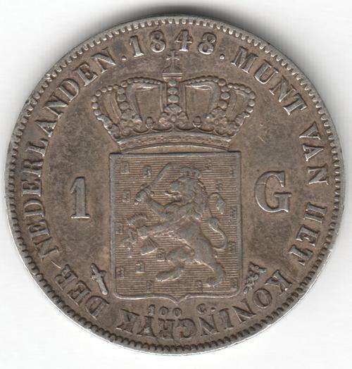 Netherlands 1848 One Gulden in XF+ Condition - FINAL CLEARANCE SALE