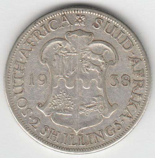 SAU Silver 1938 Two Shilling VF - as per photo