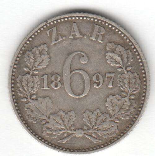 ZAR Silver 1897 sixpence VF - Paul Kruger - as per photo