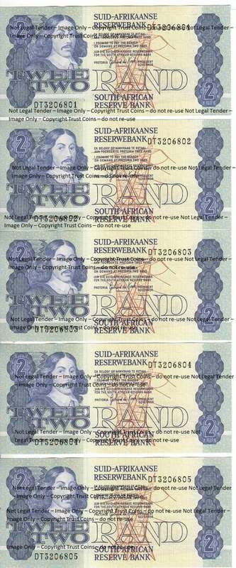 Lot of 16 UNC banknotes with consecutive numbers - book value R800 - as per scan