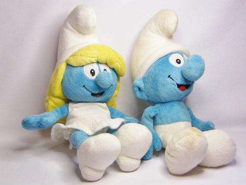 Smurf & Smurfette Disney soft toys set - as per photo