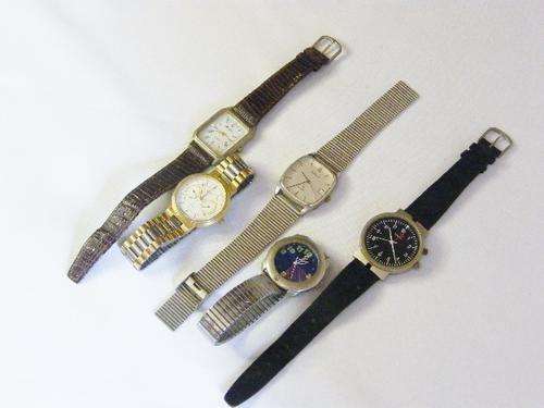 Lot of 5 vintage mens watches for spares - not working - including Rowenta watch - as per photo
