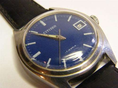 Vintage Citizen manual wind mens watch with blue dial - working - very good condition - as per photo