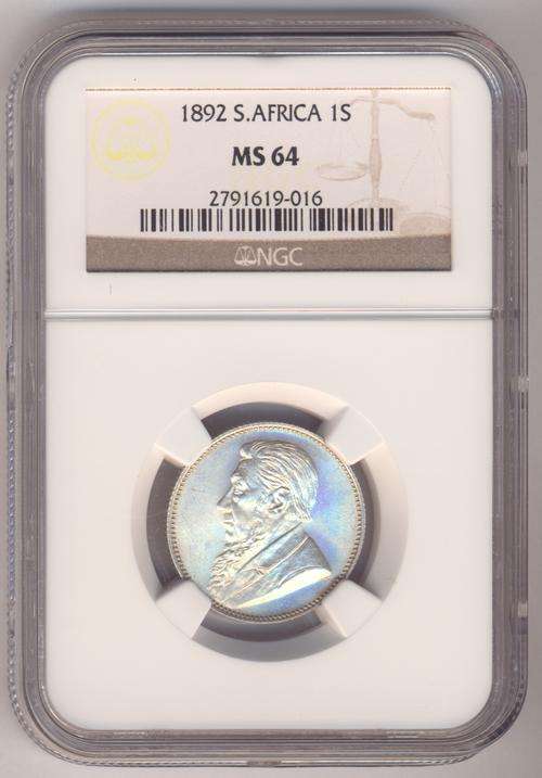1892 ZAR Kruger one shilling graded MS64 by NGC - a TOP coin - as per photo