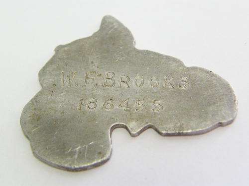 WW2 dog tag for WF Brooks 166455 - self made on piece of aluminium - as per photo