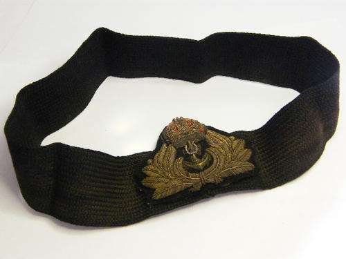 Royal Navy officer`s cap badge with band - WW2 period - as per photo
