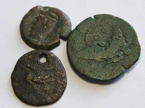 Lot of 3 antique Roman coins - well worn - almost 2000 years old - as per photo
