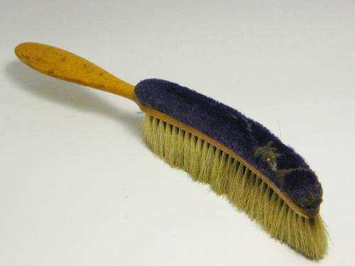 Antique wooden clothing brush with material backing - as per photo