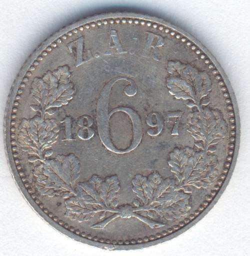 1897 ZAR Kruger 6d sixpence XF+ - as per photo