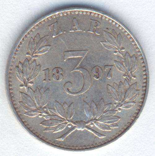 1897 ZAR Kruger 3d tickey XF - as per photo