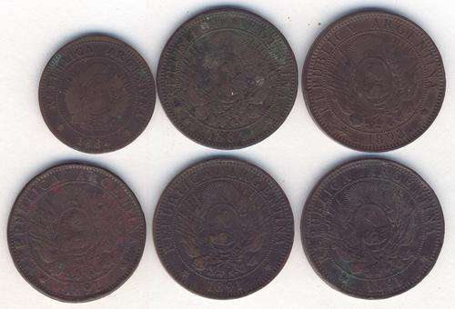 Argentina - lot of 6 Argentina coins from 1800's - as per photo