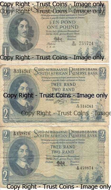Old SA R2 & R1 pound notes - as per photo