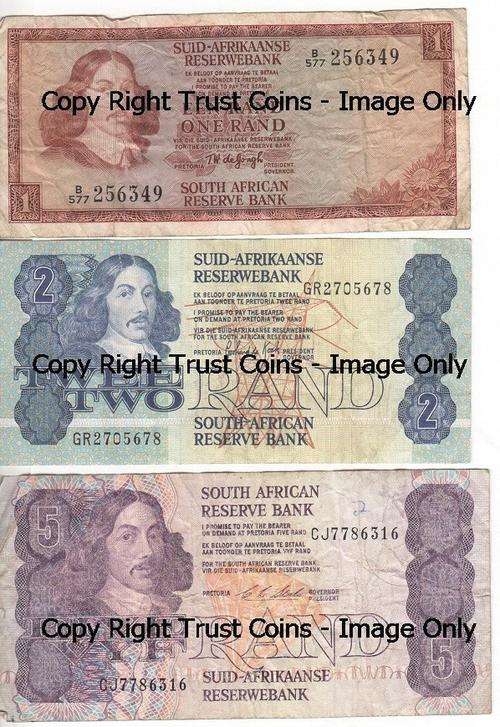 Lot of 5 old SA banknotes @ crazy R1 start - as per photo