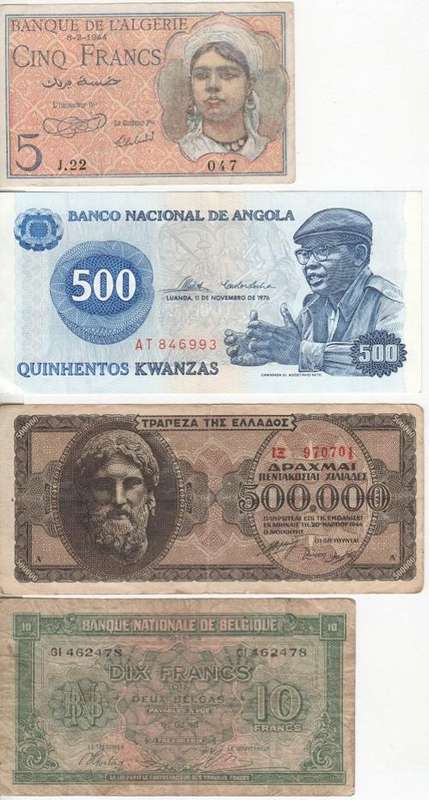 Lot of 10 international banknotes - some uncirculated - as per photo