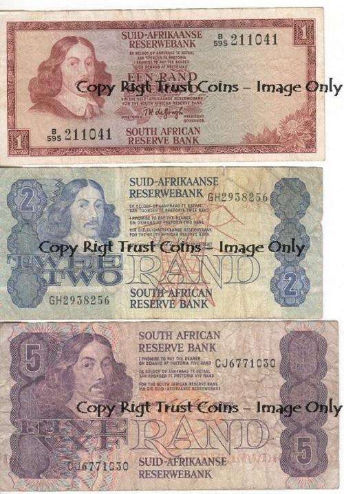 Lot of 5 old SA banknotes @ crazy R1 start - as per photo
