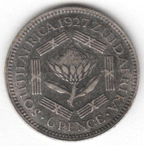 1927 SA Union 6d sixpence @ crazy R1 start - as per photo