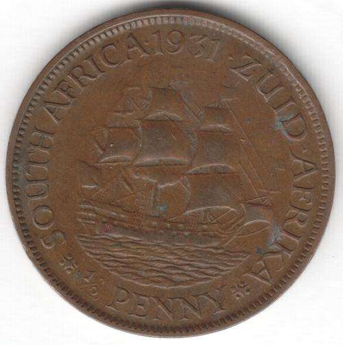 1931 SA Union half penny - Zuid Afrika @ crazy R1 start - as per photo