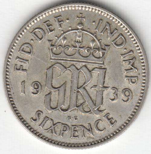 1939 British sixpence - use as filler for 1939 SA Union sixpence - as per photo