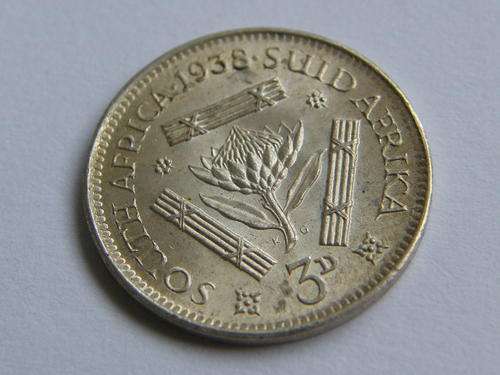 1938 SA Union 3d tickey AU+ - as per photo