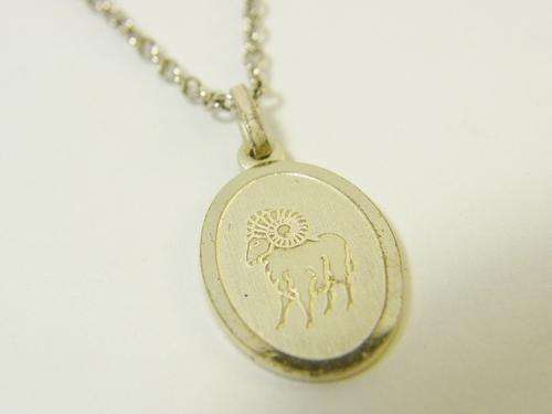 Sterling silver pendant with silver colour necklace - Aries zodiac - as per photo