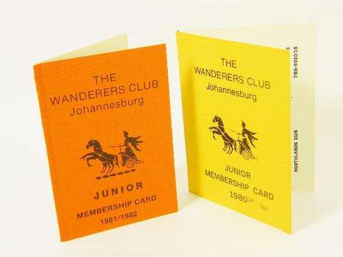 1980 and 1981 Membership cards for the Wanderers club Johannesburg - as per photo