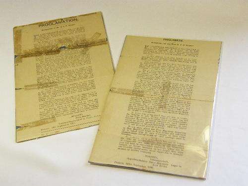 African Original RARE 14 September 1900 Proclamation by Lord Roberts discrediting Kruger