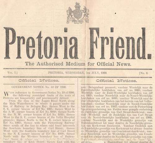 Original Pretoria Friend of 4th July 1900 - during English occupation - as per photo