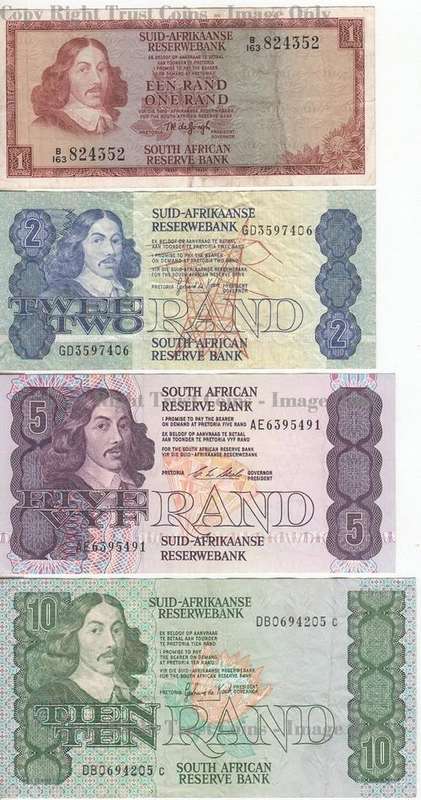 Lot of old SA banknotes R1 to R50 - as per scan