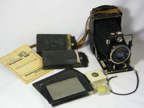 Vintage Voigtlander 6x9 Plate camera with Rada Rollfilm - kassette Extra plates & booklets included