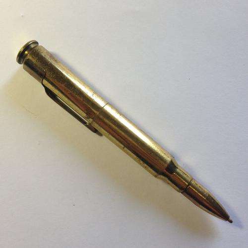 Bush War period trench art pen made from R1 Rifle bullet casings
